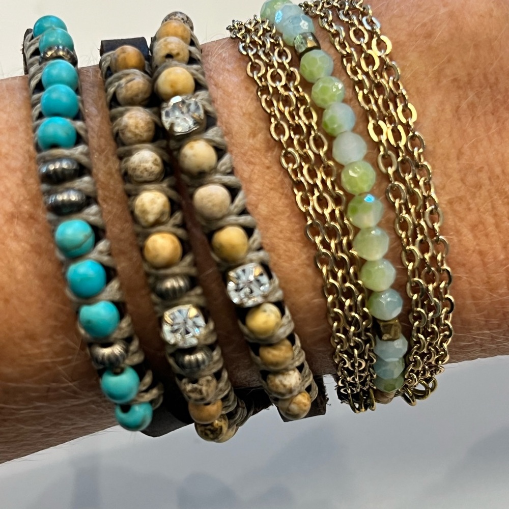 Bundle of 2 Leather and beaded Bracelet
